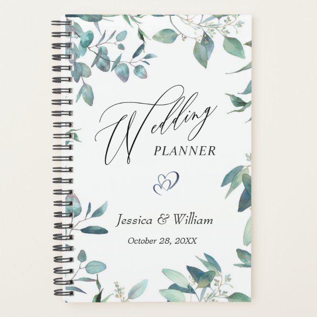 Agenda Planner de casamiento Eucalyptus Greenery Watercol (Anverso)