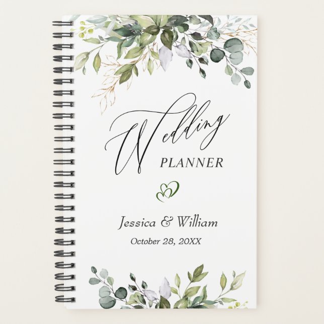 Agenda Planner de casamiento Eucalyptus Greenery Watercol (Anverso)