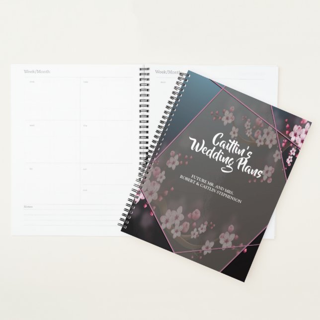 Agenda Planner de casamiento floral geométrico con flores (Demostración)