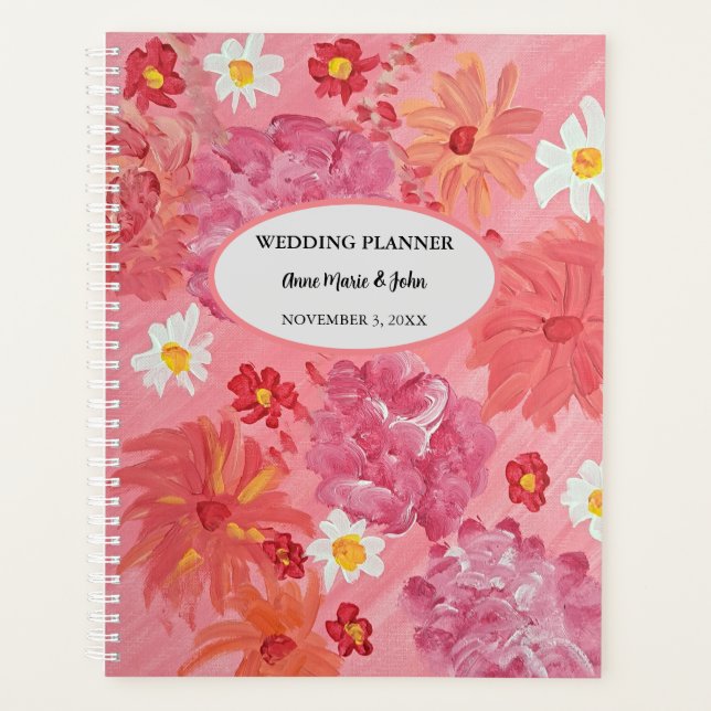 Agenda Planner de casamiento floral Rosa al atardecer (Anverso)