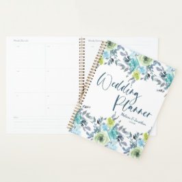 Agenda Planner de casamiento floral verde amarillo claro