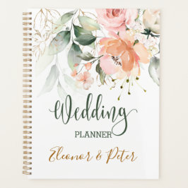 Agenda Planner de casamiento floreado y vegetal