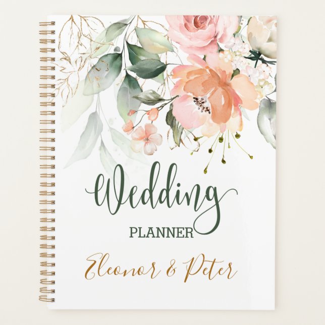 Agenda Planner de casamiento floreado y vegetal (Anverso)