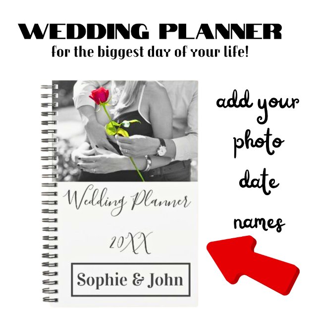 Agenda Planner de casamiento fotográfico simple y moderno (You can change the font styles and colors.)
