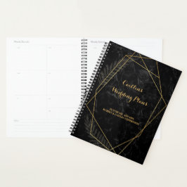 Agenda Planner de casamiento geométrico de mármol falso