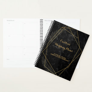 Agenda Planner de casamiento geométrico de mármol falso