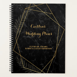 Agenda Planner de casamiento geométrico de mármol falso