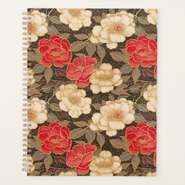 Agenda Planner de Chiyogami Camellias Rojas y Blancas