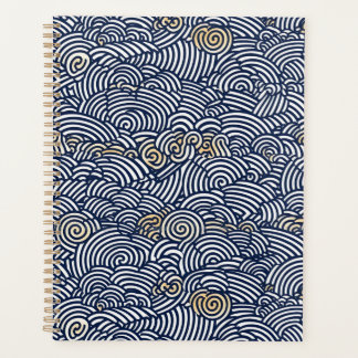 Agenda Planner de Chiyogami con olas azules y blancas