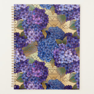 Agenda Planner de Chiyogami de Hidrangea Azul y Púrpura
