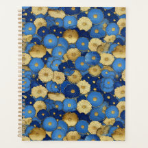 Planner de Chiyogami floral azul y dorado