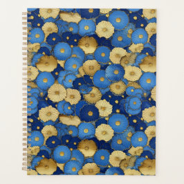 Agenda Planner de Chiyogami floral azul y dorado