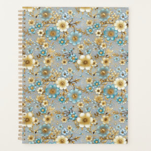 Agenda Planner de Chiyogami floral verde azulado y crema