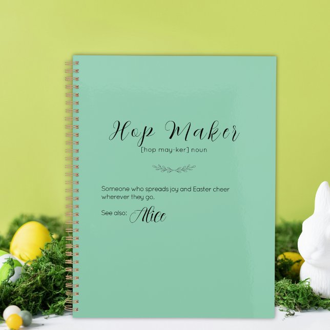 Agenda Planner de conejito de pascua personalizado para A (Personalized Aqua Easter Bunny Planner - Hop Maker)