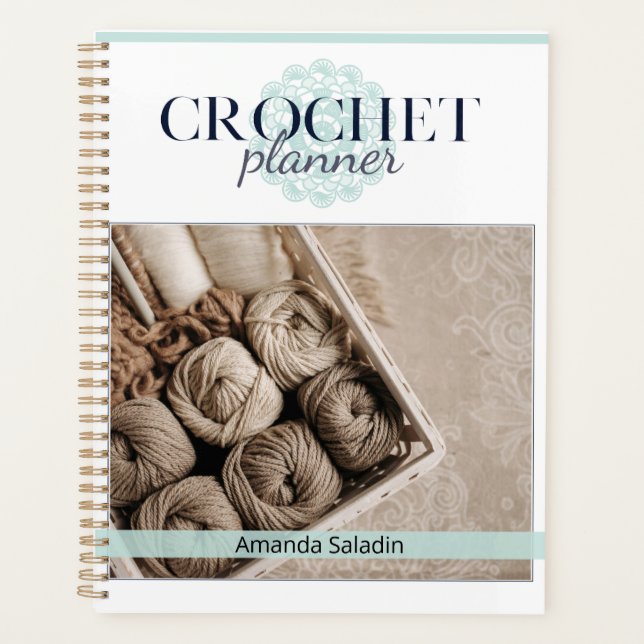 Agenda Planner de crochet turquesa (Anverso)