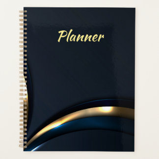 Agenda Planner de curva dorada azul marino de lujo para h