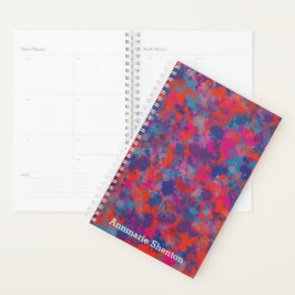 Agenda Planner de diseño abstracto de gotas rojas y azule