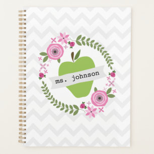 Agenda Planner de docente de guirnaldas florales de manza