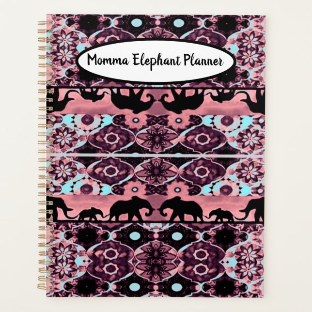 Agenda Planner de elefante de mami borgoñona (Anverso)