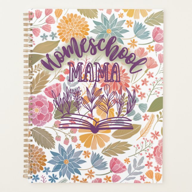 Agenda Planner de escuela primaria, diseño floral (Anverso)