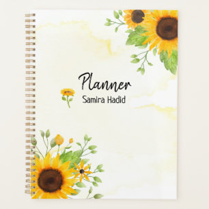 Agenda Planner de espiral de girasol de color agua