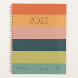 Agenda Planner de espiral rayado de bloque de color moder