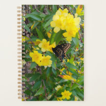 Planner de flores amarillas y mariposas