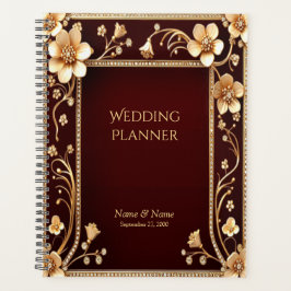 Agenda Planner de flores doradas de Borgoña