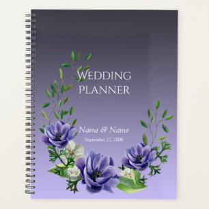 Agenda Planner de flores púrpura acuarela