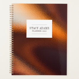 Agenda Planner de follaje de bronce abstracto moderno