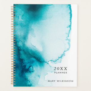Agenda Planner de fondo de acuarela azul