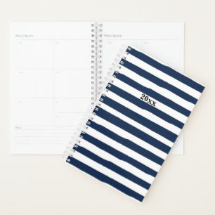 Agenda Planner de franjas azules y blancas