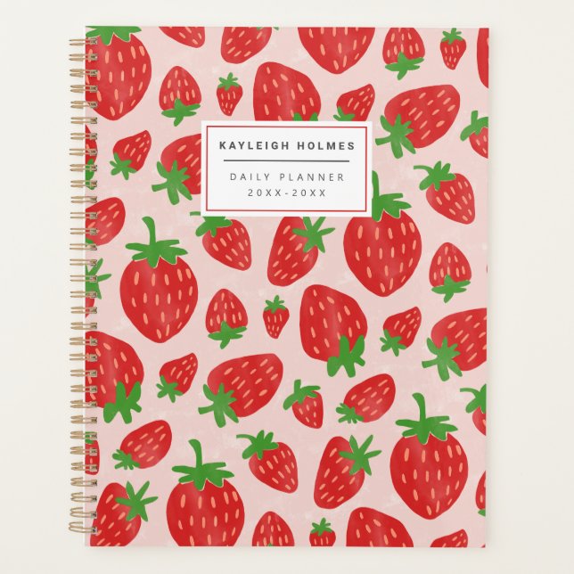 Agenda Planner de fresas de color de agua (Anverso)