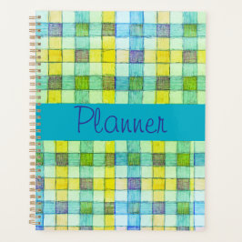 Agenda Planner de gingham azul verde y amarillo