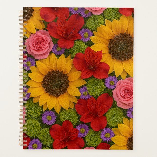 Agenda Planner de girasol y Rosa (Anverso)