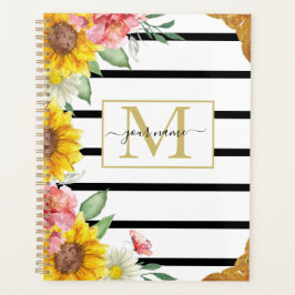 Agenda Planner de girasoles y rayas
