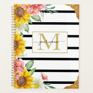 Agenda Planner de girasoles y rayas