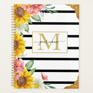 Agenda Planner de girasoles y rayas