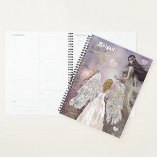 Agenda Planner de hadas malvas y ángel pintado