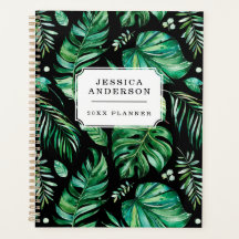Planner de hojas de jungla tropical oscuro