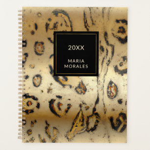 Agenda Planner de impresión de leopardo negro y crema sua