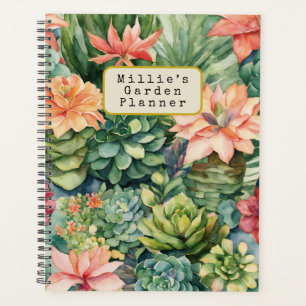 Agenda Planner de jardín de suculentas acuarelas personal