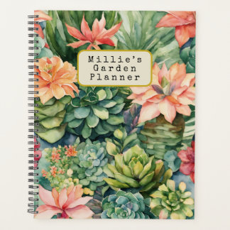 Agenda Planner de jardín de suculentas acuarelas personal