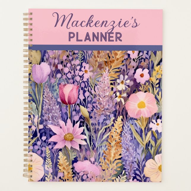 Agenda Planner de jardines de flores silvestres moradas,  (Anverso)