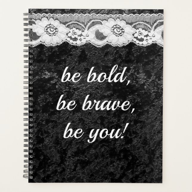 Agenda Planner de joyería de Lace Glam de terciopelo mach (Anverso)