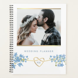Agenda Planner de la boda azul con flores silvestres