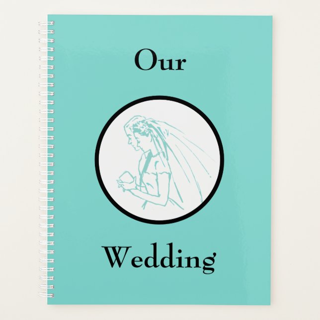 Agenda Planner de la boda azul de bonito (Anverso)