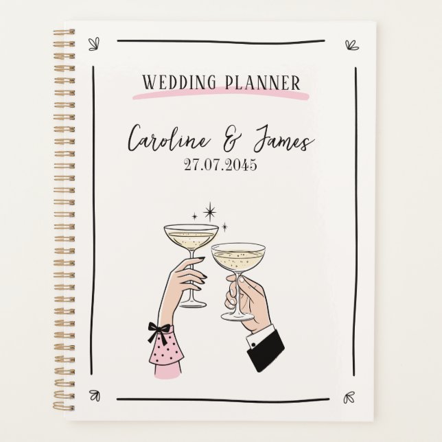 Agenda Planner de la boda de la tostada de champán (Anverso)