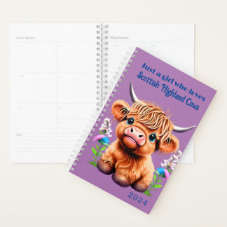 Agenda Planner de la copa escocesa Highland Cow 2024