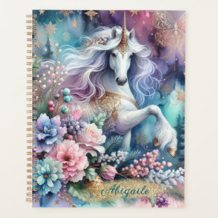 Agenda Planner de la escena mágica unicornio de invierno